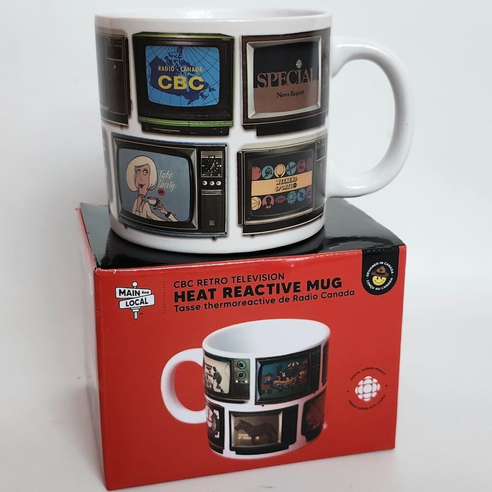 CBC Retro Television Mug Main and Local New in Box Heat Reactive BNIP